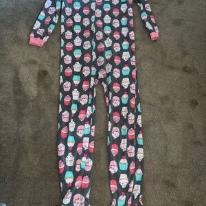Cupcake Print girls One Piece Pajama Sz 14